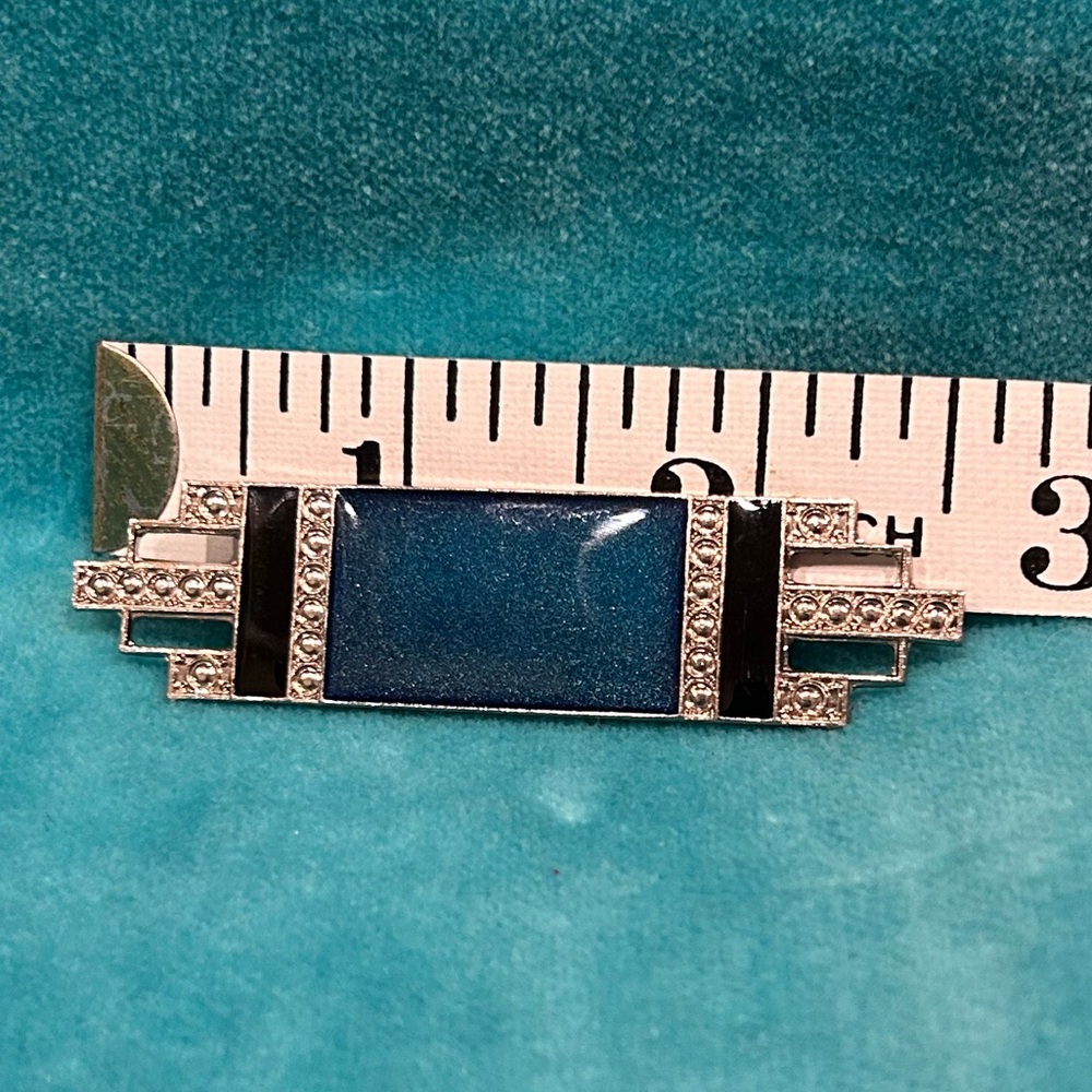 🔷HP🔹Pin with Blue & black Inlay on Silver - Picture 6 of 8